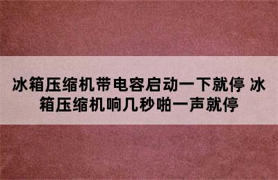 冰箱压缩机带电容启动一下就停 冰箱压缩机响几秒啪一声就停